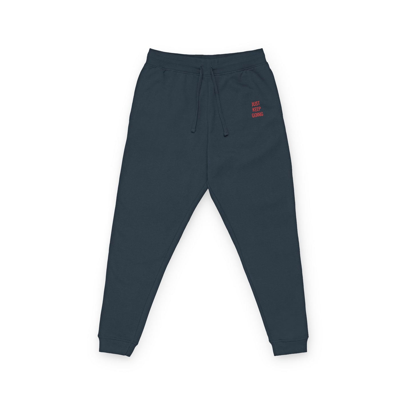 JUST KEEP GOING Embroidered Fleece Joggers