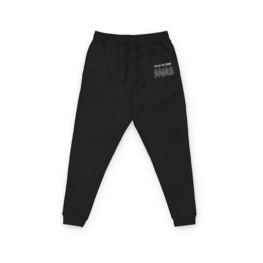 PUT IN THE WORK Embroidered Fleece Joggers